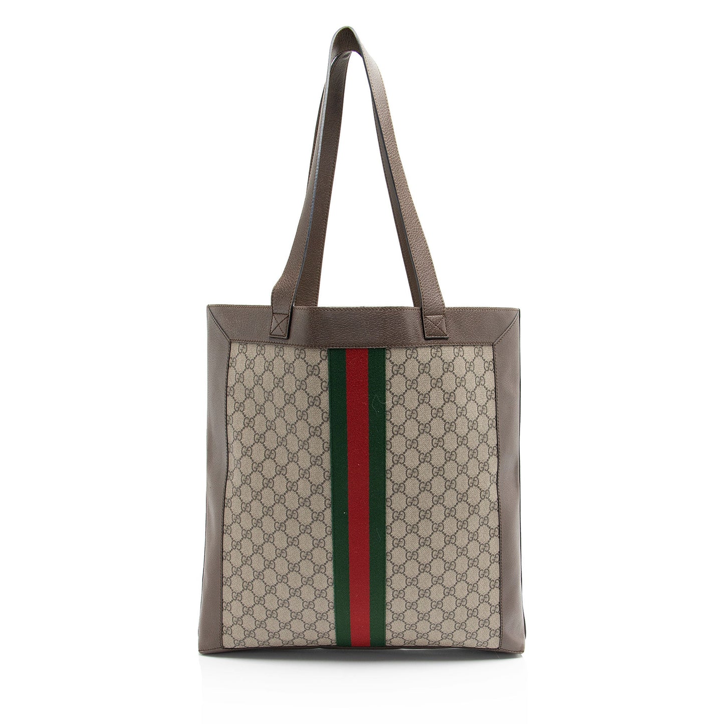 Gucci GG Supreme Ophidia Soft Vertical Leather Canvas Nylon Beige Tote Bag