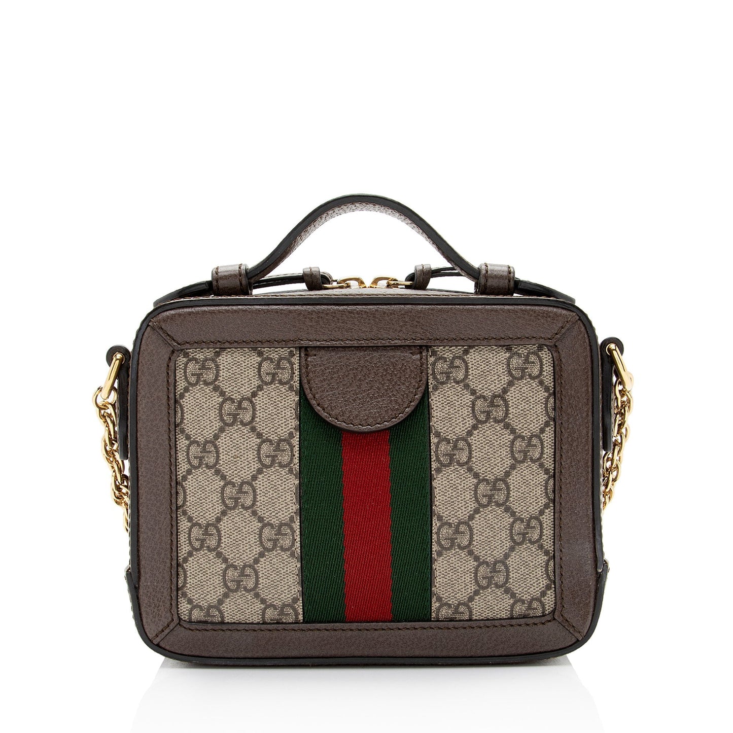 Gucci GG Supreme Ophidia Top Handle Leather Canvas Nylon Brown Crossbody Bag Shf Btgzbz
