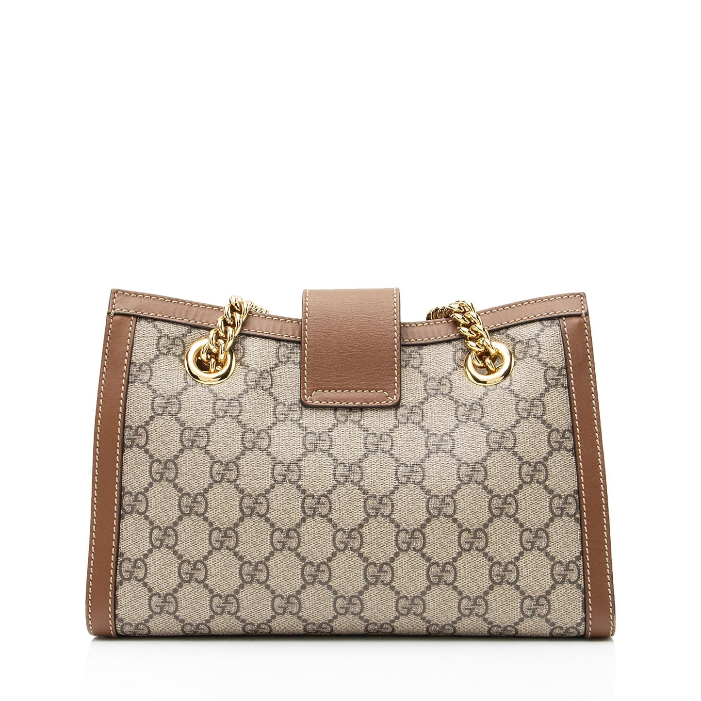 Gucci GG Supreme Padlock Chain SHF Leather Canvas Brown Beige Shoulder Bag