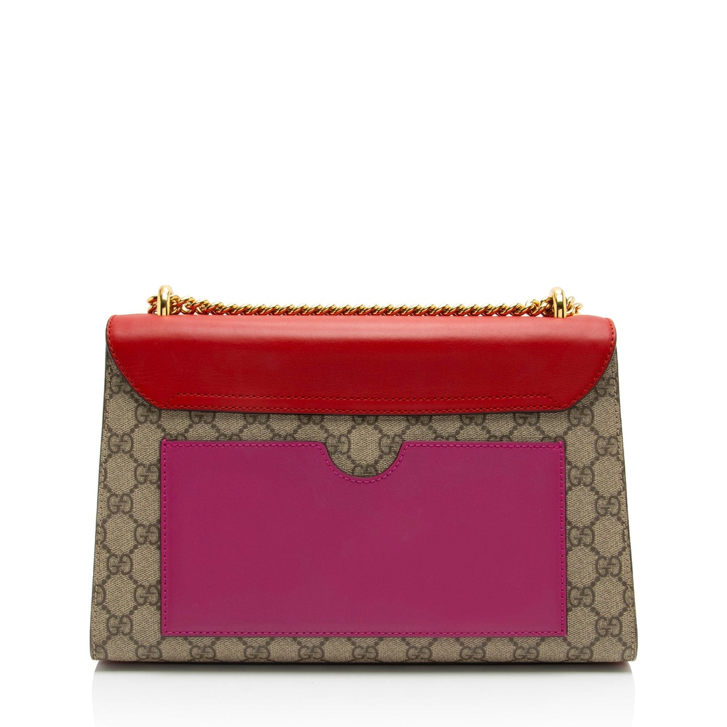 Gucci GG Supreme Padlock Leather Canvas Beige Red Shoulder Bag Shf Nvocol