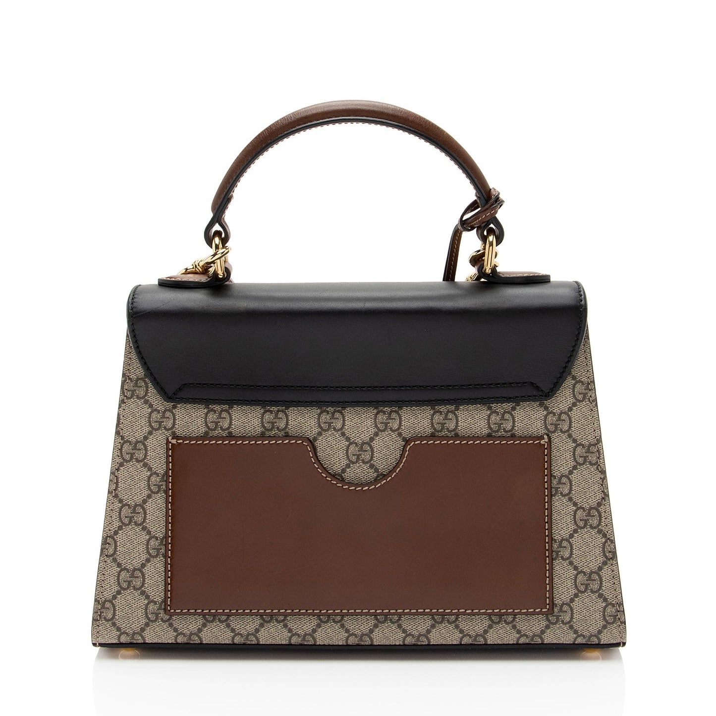 Gucci GG Supreme Padlock Top Handle Leather Canvas Black Brown Satchel Bag Shf Jrvndb