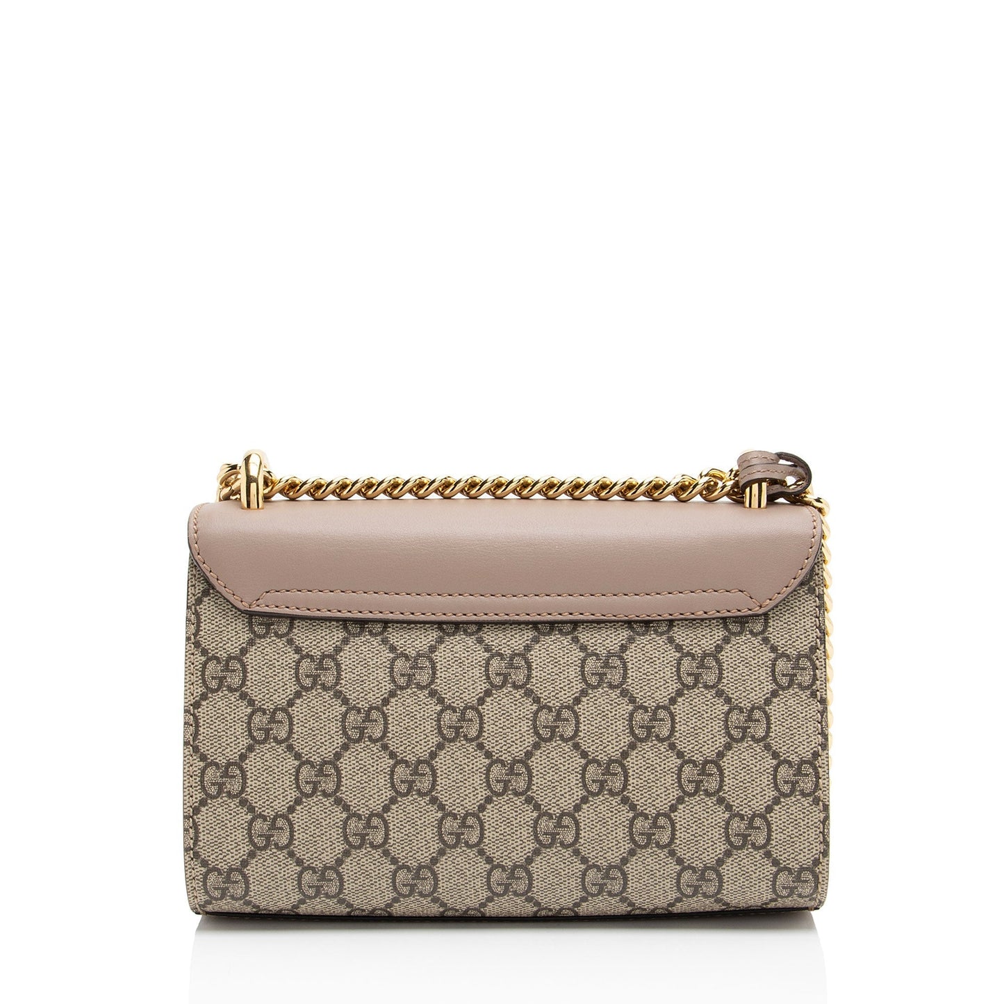 Gucci GG Supreme Pearl Stud Padlock Leather Canvas Beige Small Shoulder Bag