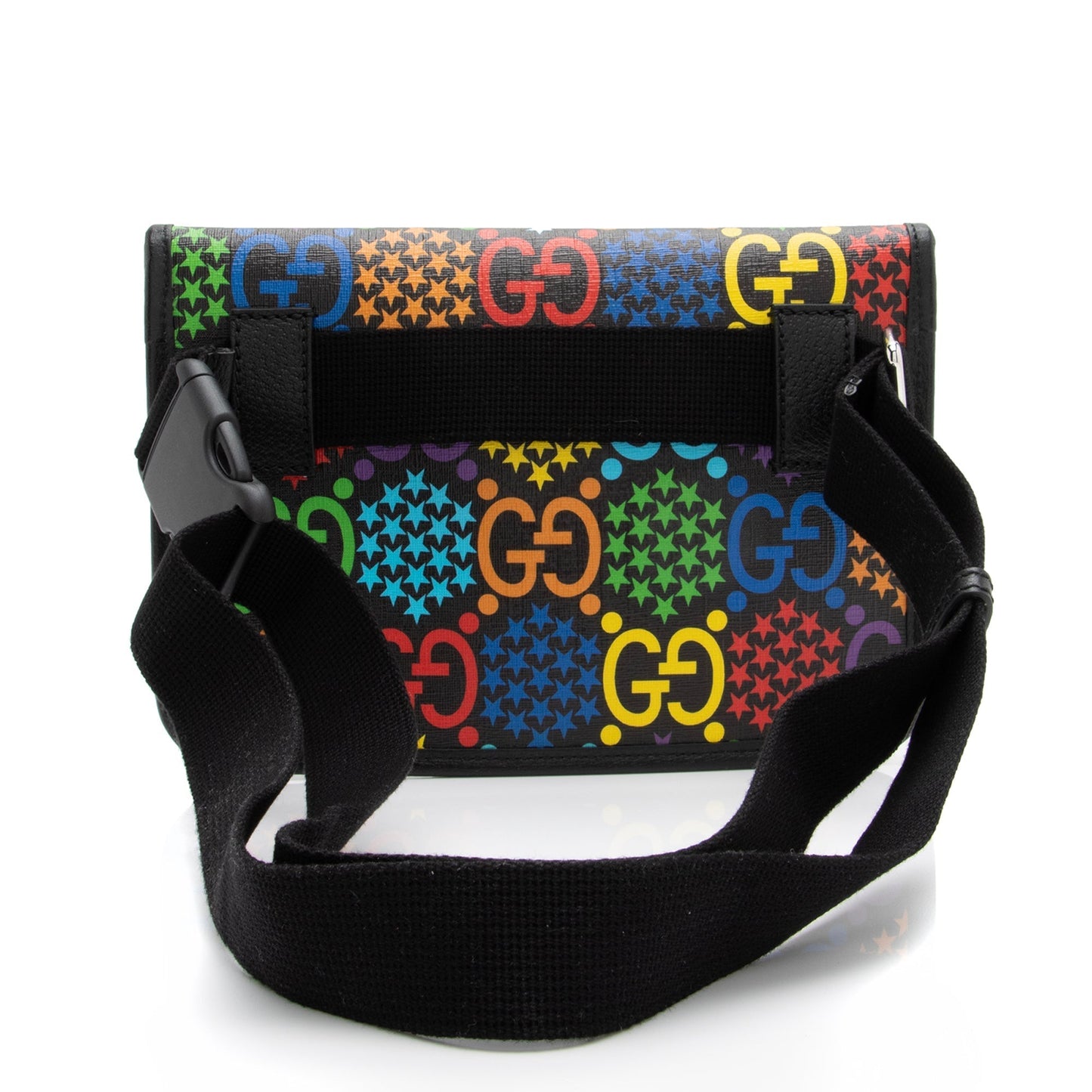 Gucci GG Supreme Psychedelic Belt SHF Leather Canvas Nylon Black Accessory