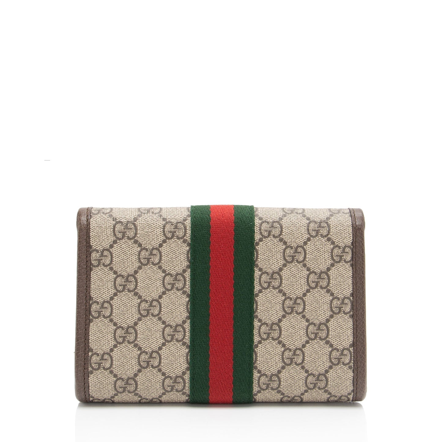 Gucci GG Supreme Rajah Slim Flap Leather Canvas Nylon Brown Crossbody Bag