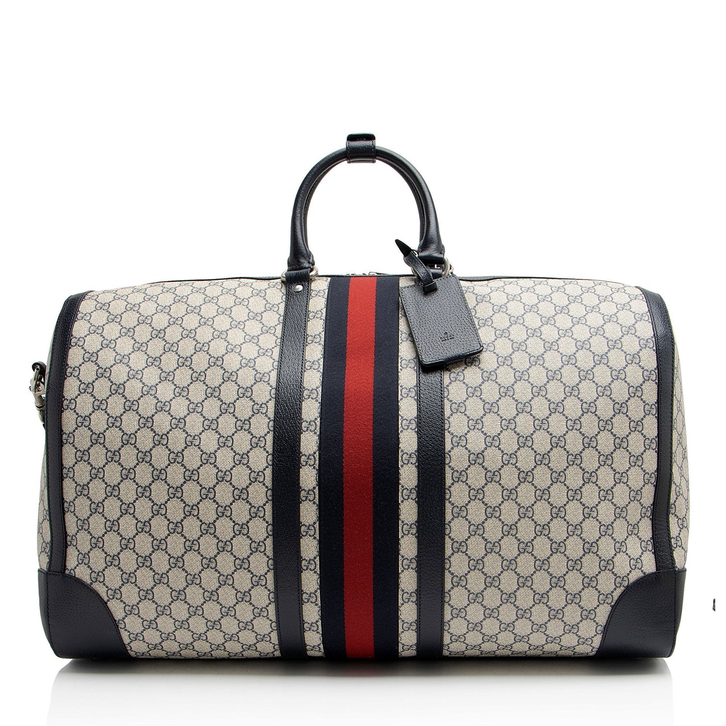 Gucci GG Supreme Savoy Maxi Duffle Canvas Beige Blue Travel Bag
