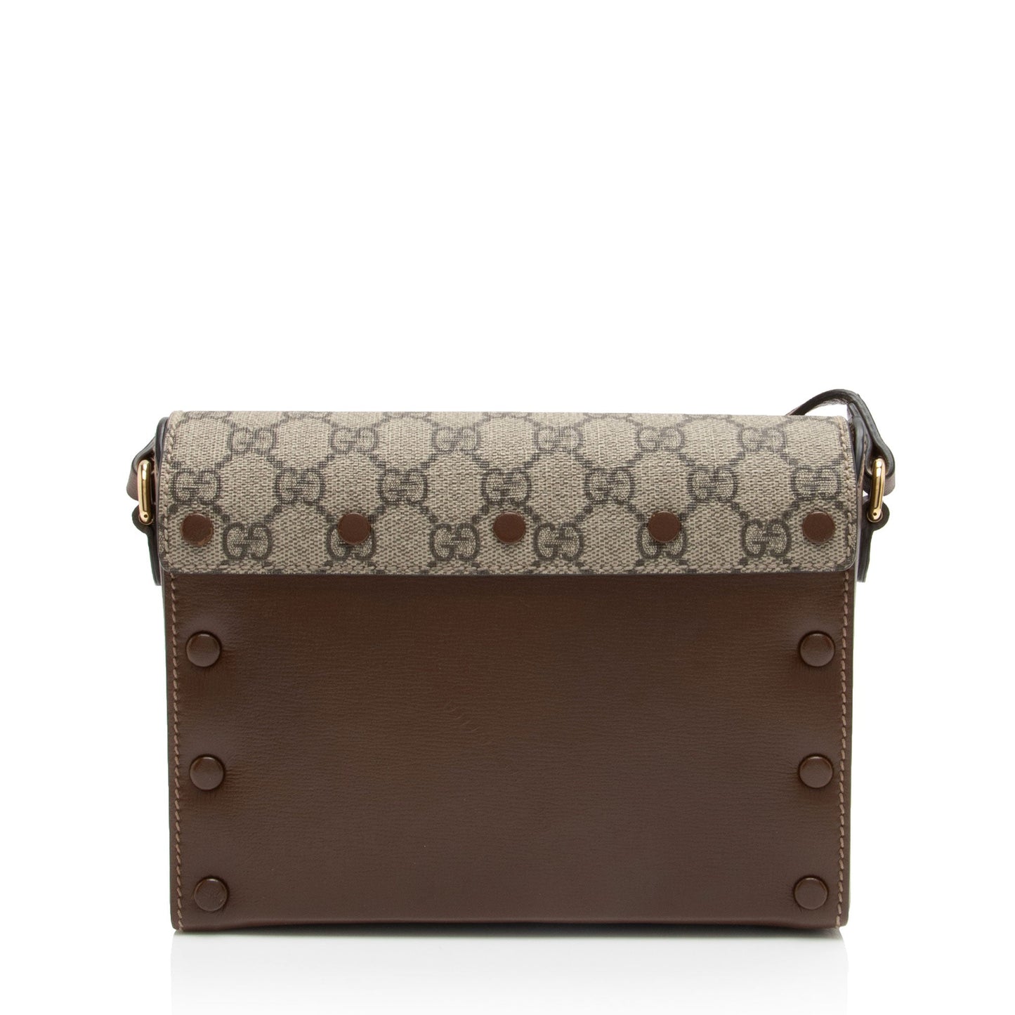 Gucci GG Supreme Script Logo Heart Leather Canvas Brown Beige Crossbody Bag