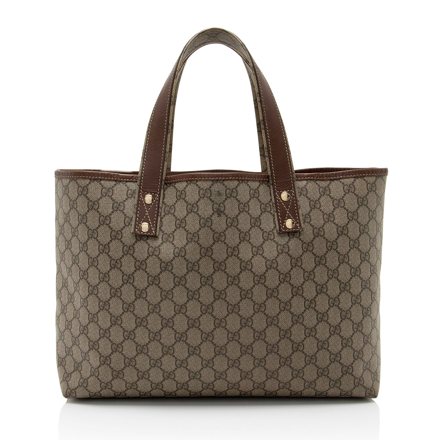 Gucci GG Supreme Signature Web Loop Leather Canvas Nylon Brown Tote Bag