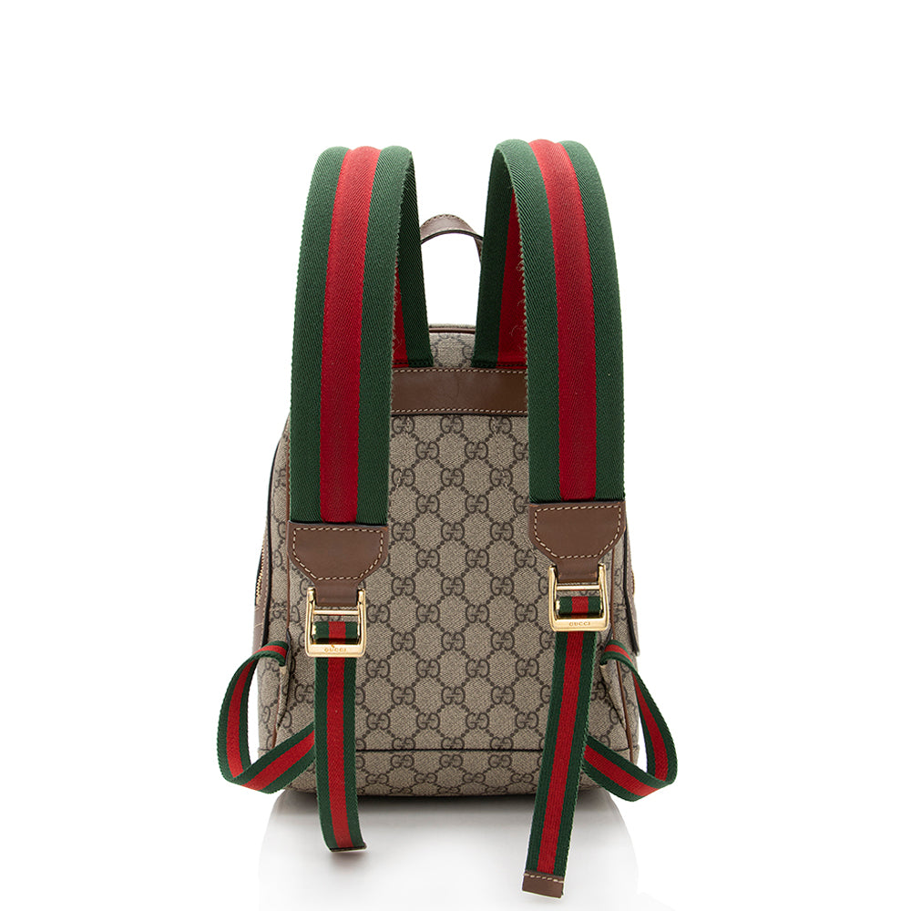 Gucci GG Supreme Souvenir Garden Bee Leather Canvas Nylon Beige Shoulder Bag