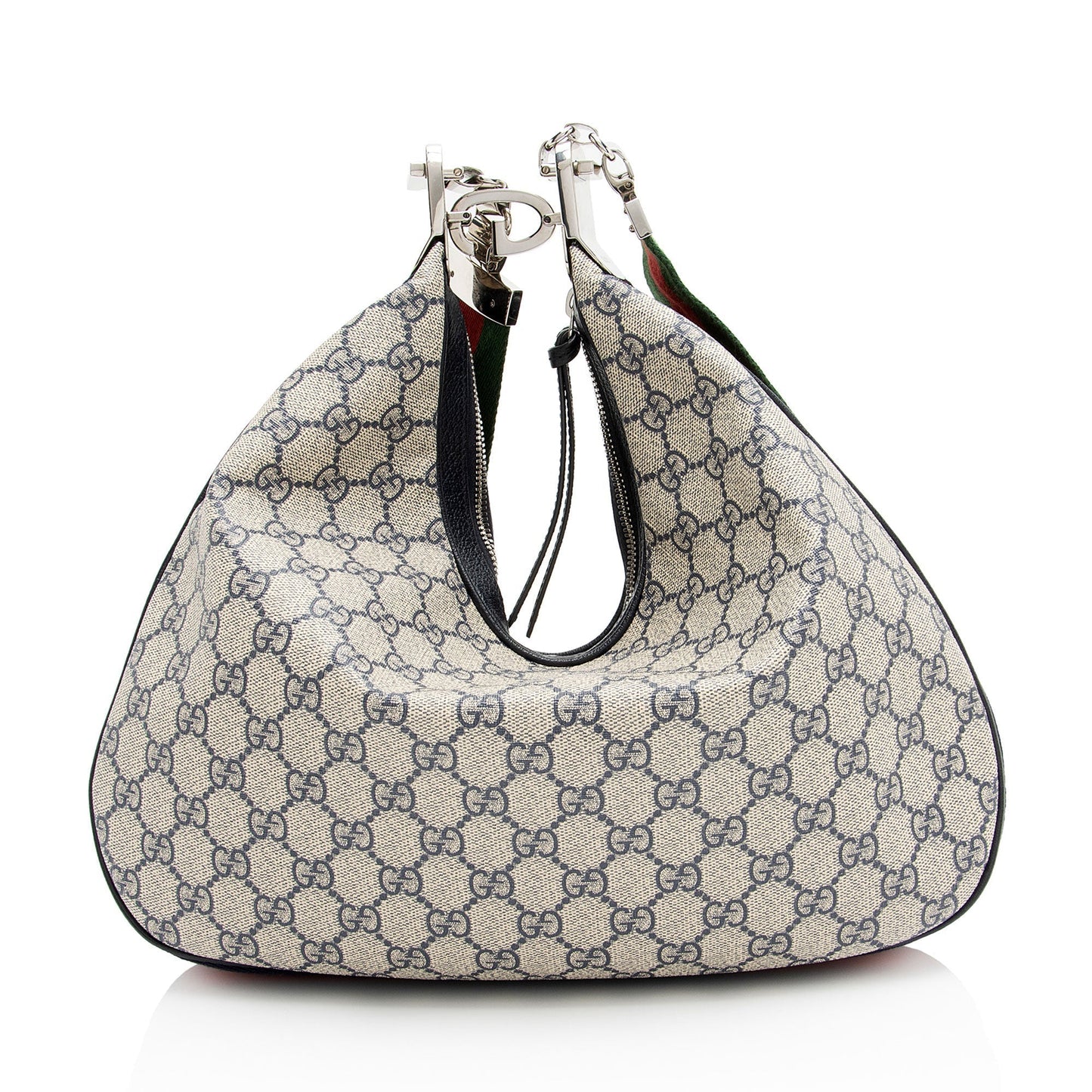 Gucci GG Supreme Web Attache Leather Canvas Nylon Beige Shoulder Bag