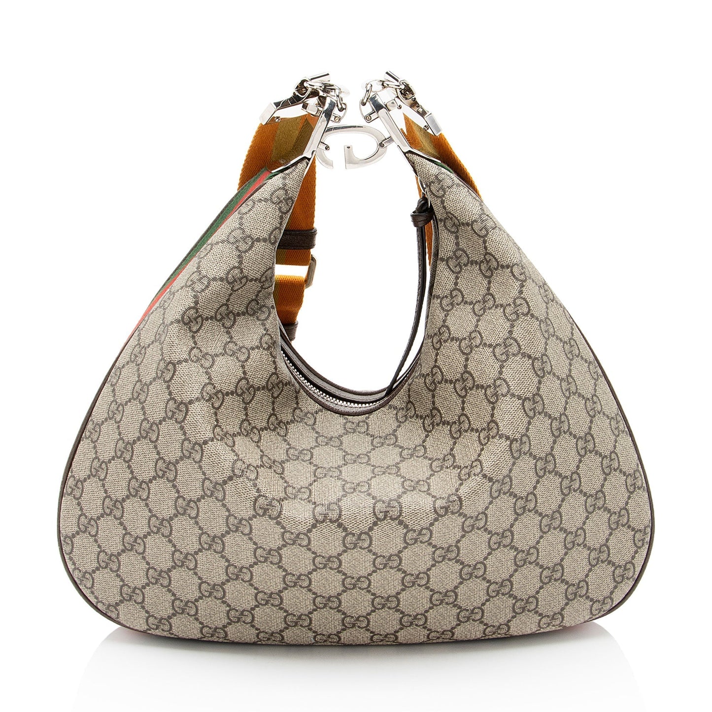 Gucci GG Supreme Web Attache Leather Canvas Nylon Brown Shoulder Bag