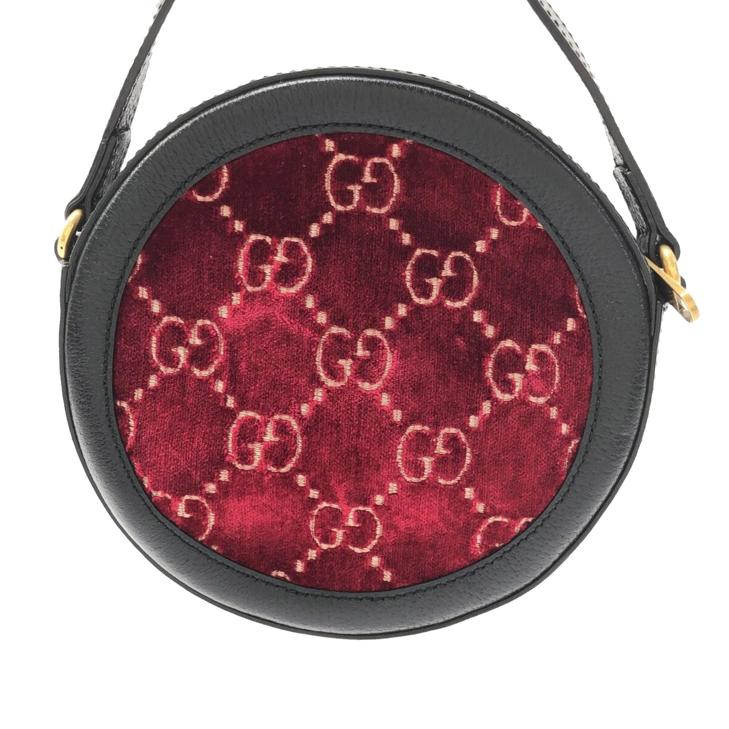 Gucci GG Velvet Ophidia Round SHG-lQpKpo Calf Black Red Crossbody Bag