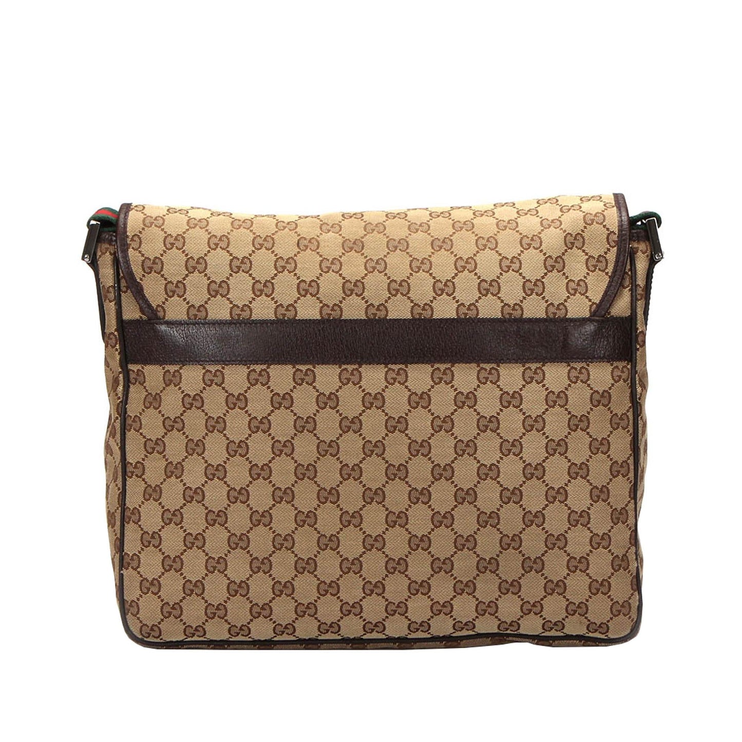 Gucci GG Web SHG Canvas Calf Brown Crossbody Bag