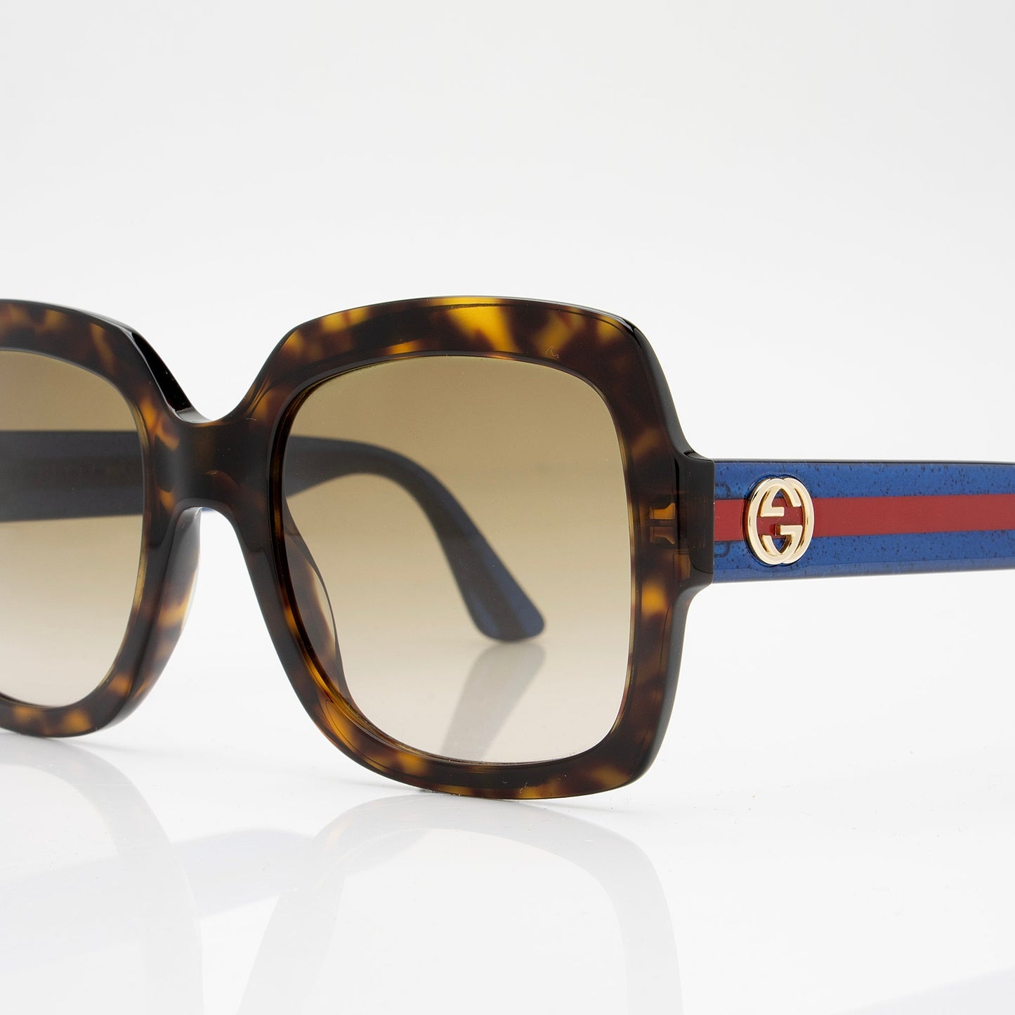 Gucci Glitter Web Interlocking G Square Brown Blue Red Accessory Shf 95T54A
