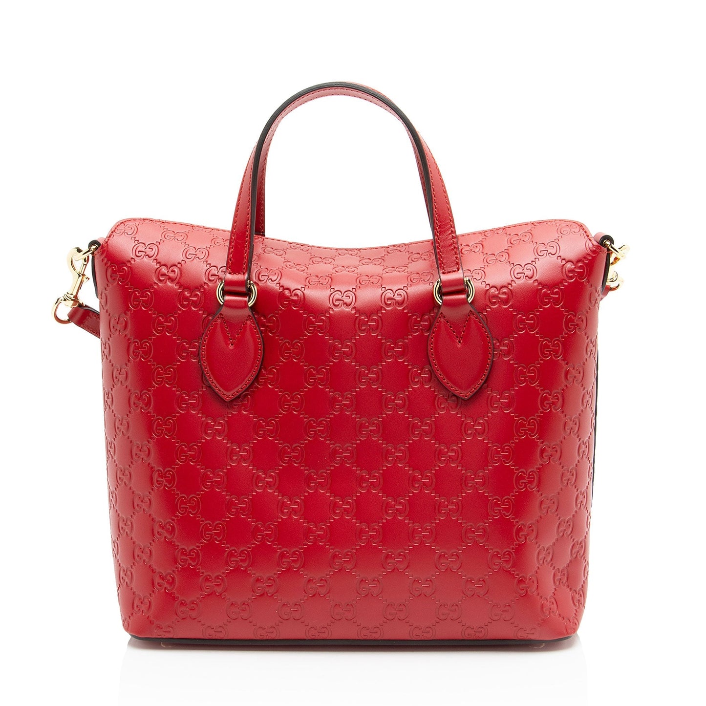 Gucci Guccissima Linea A Fold Over Leather Red Tote Bag