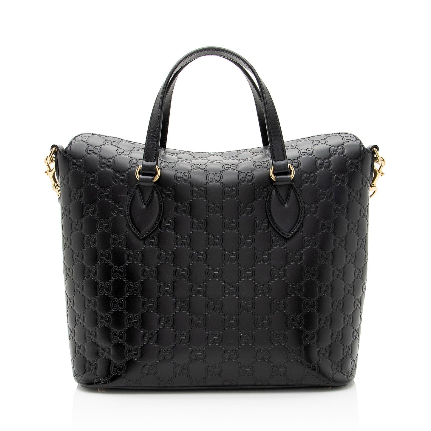 Gucci Guccissima Linea A Fold Over Leather Black Tote Bag