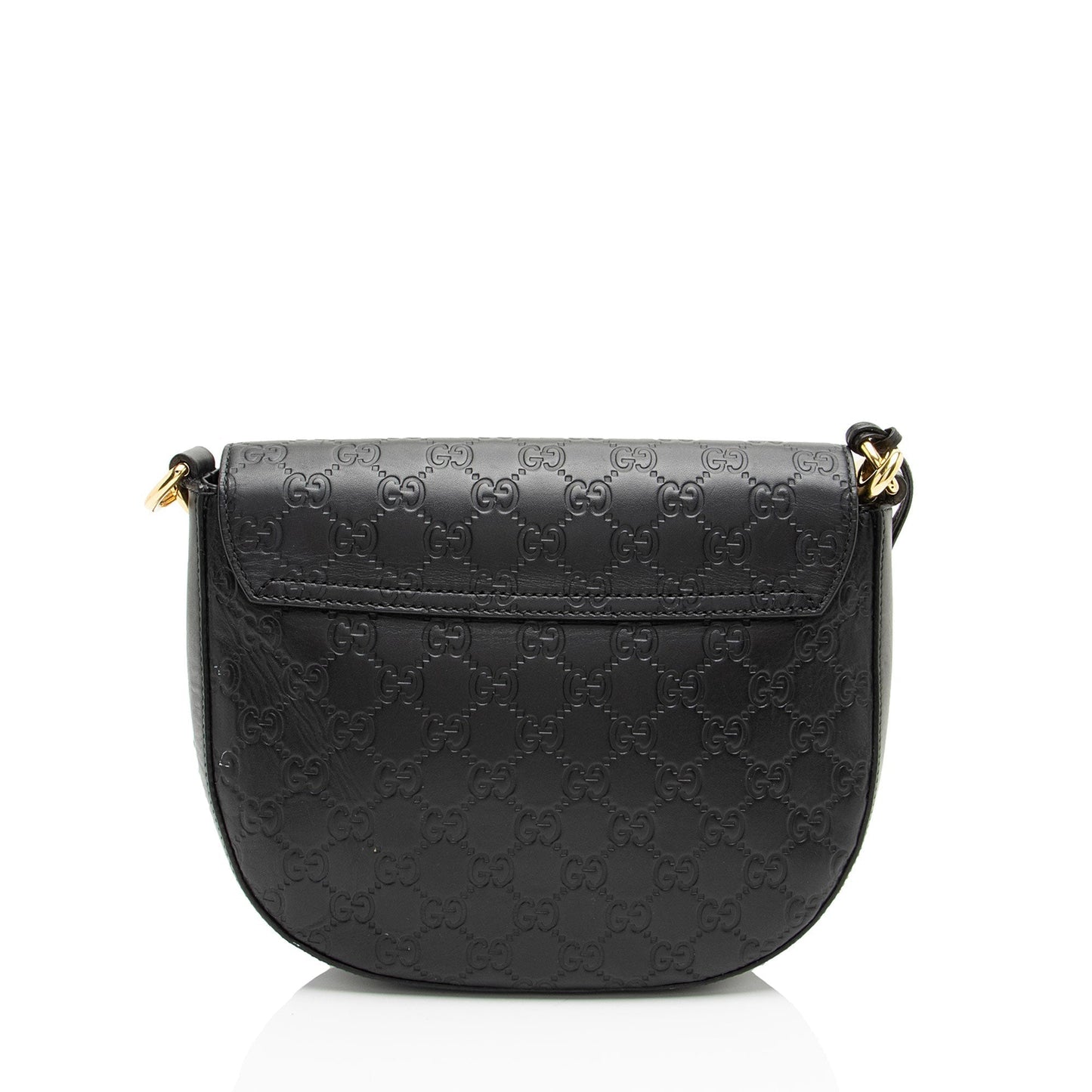 Gucci Guccissima Padlock Saddle Leather Nylon Black Medium Crossbody Bag