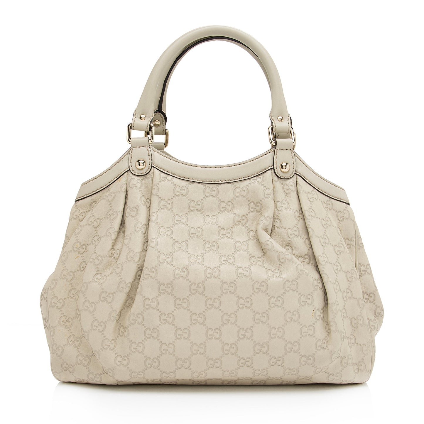Gucci Guccissima Sukey SHF-BDMJpY Leather White Beige Medium Tote Bag