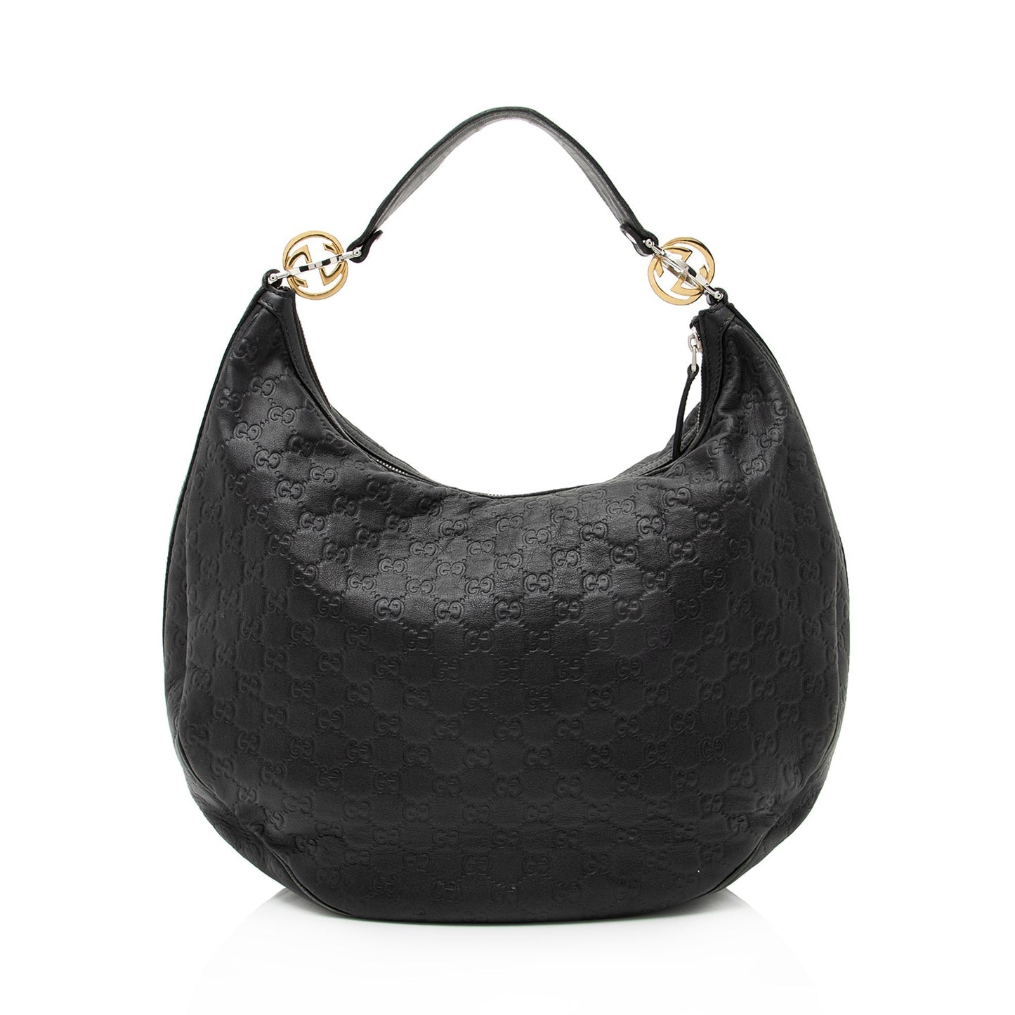 Gucci Guccissima Twins SHF Leather Black Medium Shoulder Bag