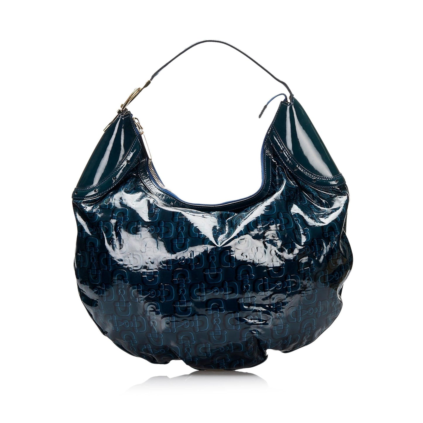 Gucci Horsebit Glam SHG-GvWM2s Leather Patent Blue Shoulder Bag