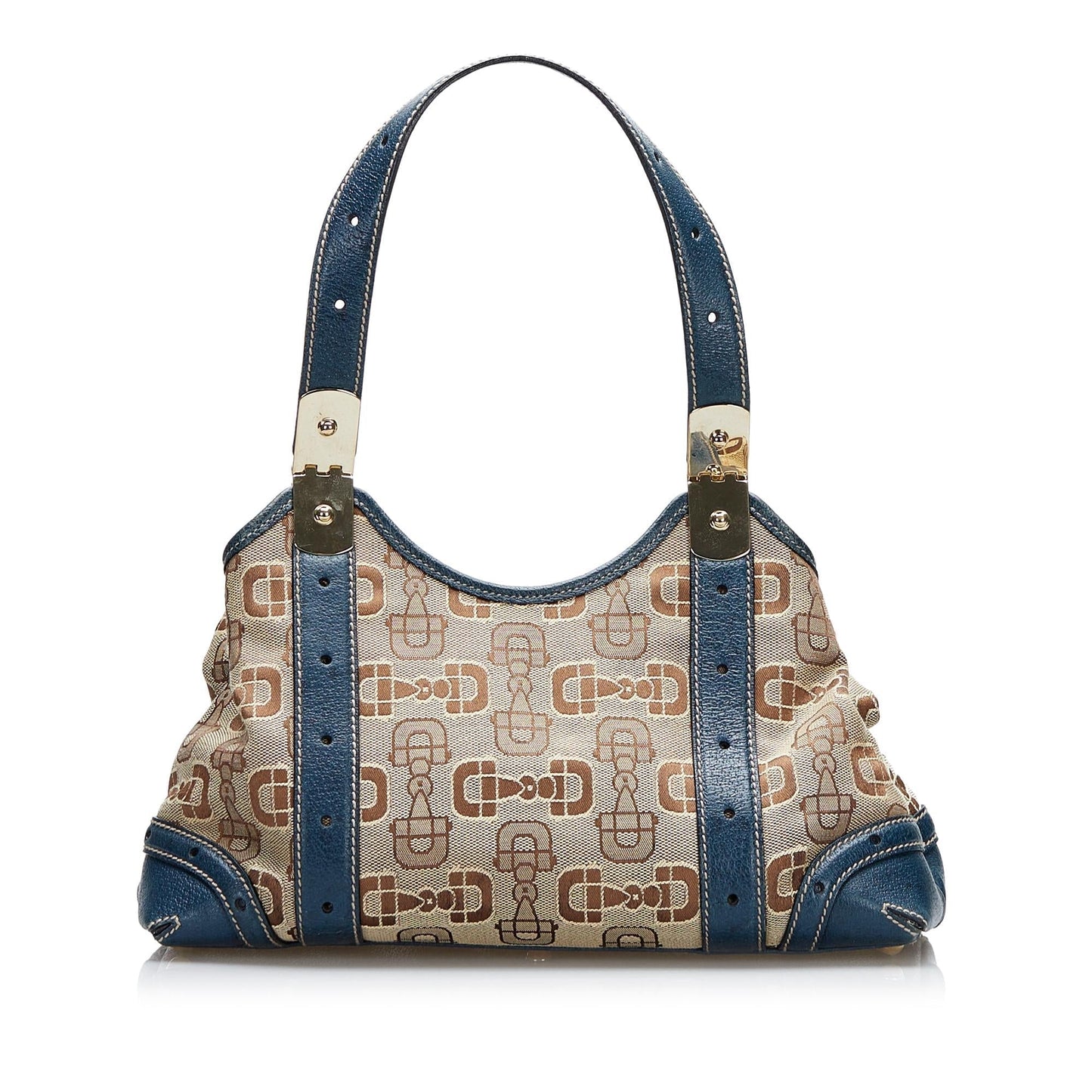 Gucci Horsebit SHG-Jhxmoc Canvas Calf Brown Blue Shoulder Bag