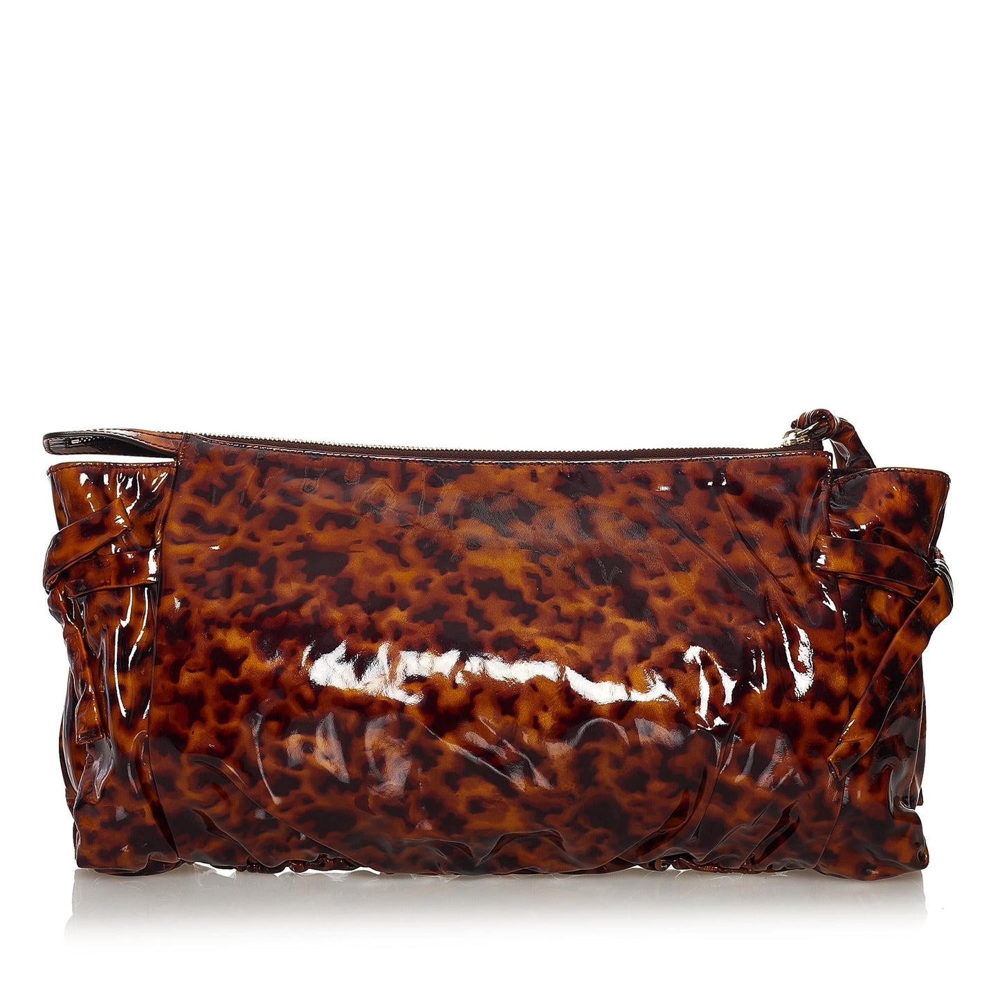 Gucci Hysteria SHG Leather Patent Black Brown Clutch Bag