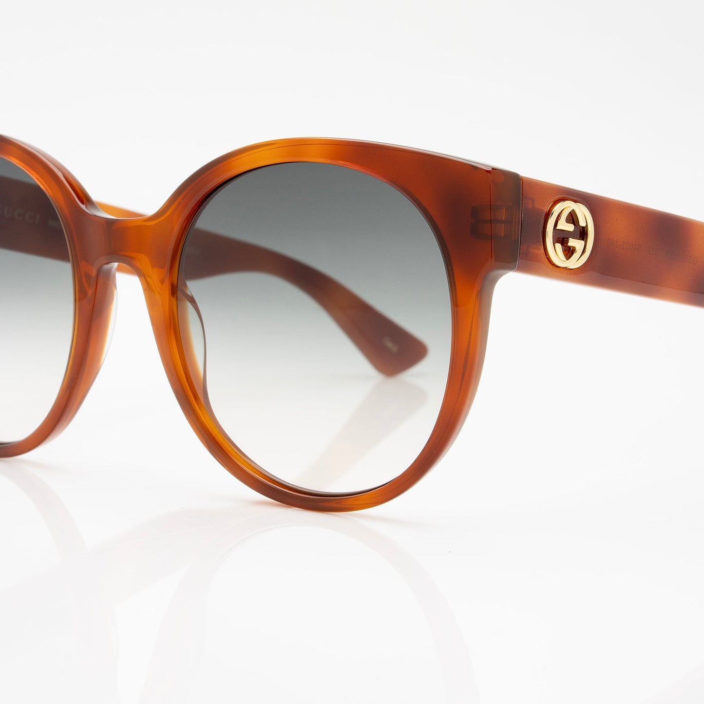 Gucci Interlocking G Round Cat Eye Brown Orange Accessory