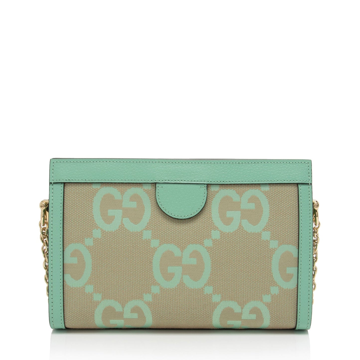 Gucci Jumbo GG Ophidia Chain Leather Canvas Beige Green Shoulder Bag