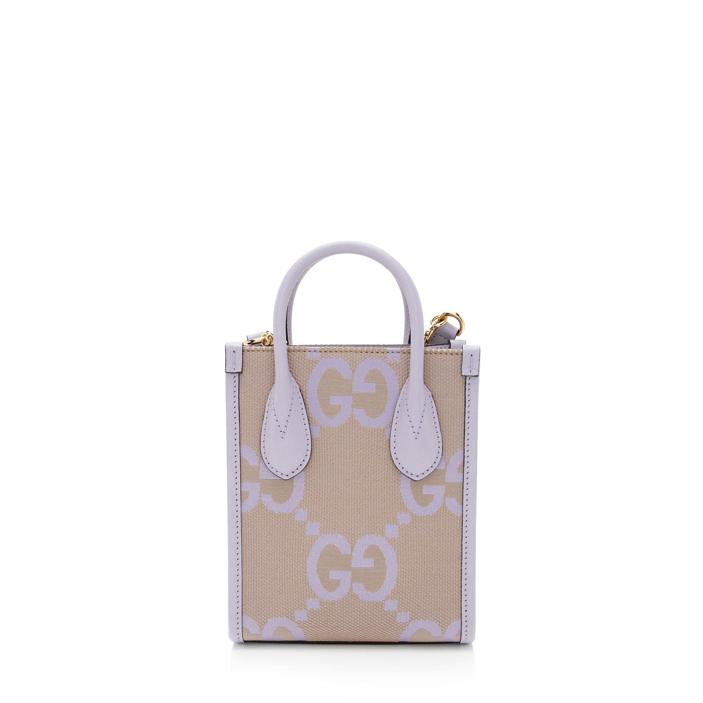 Gucci Jumbo GG Vertical Leather Canvas Brown Mini Tote Bag