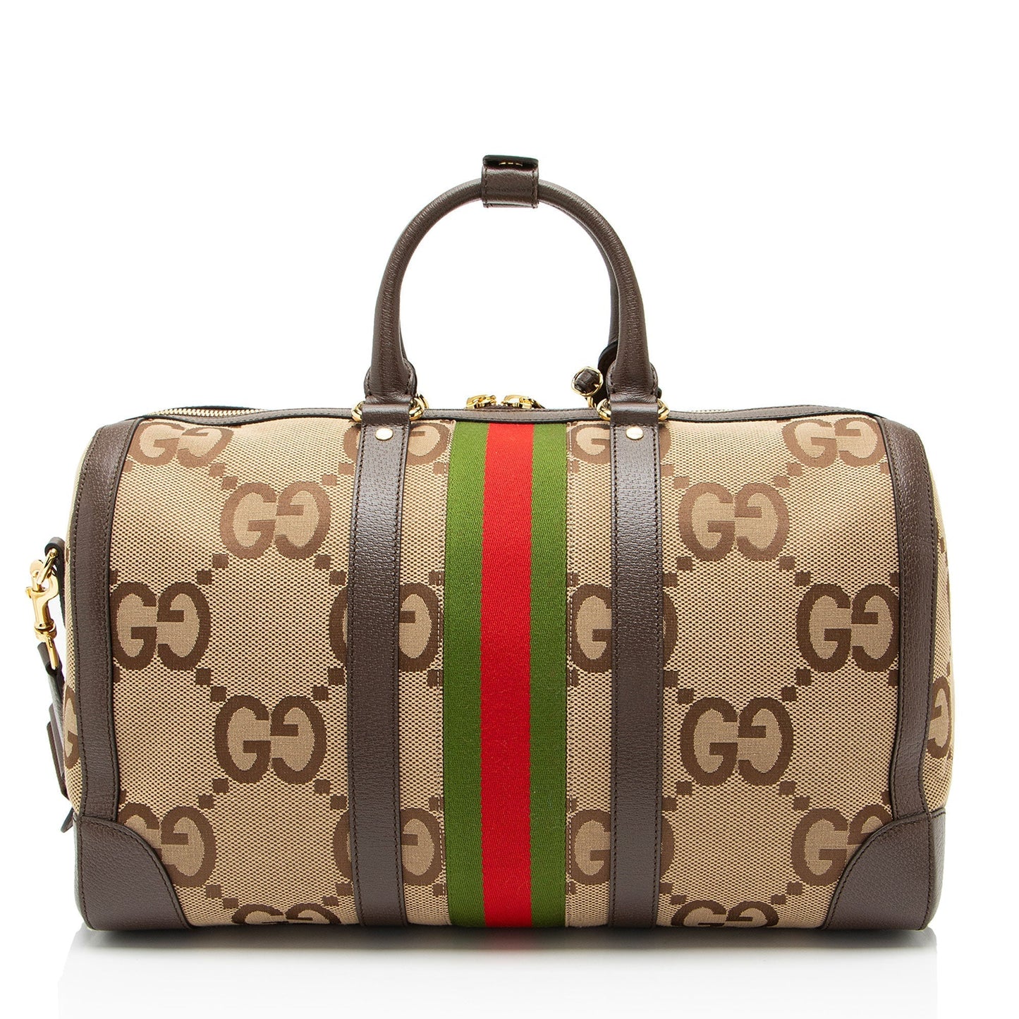 Gucci Jumbo GG Web Duffle Canvas Medium Travel Bag