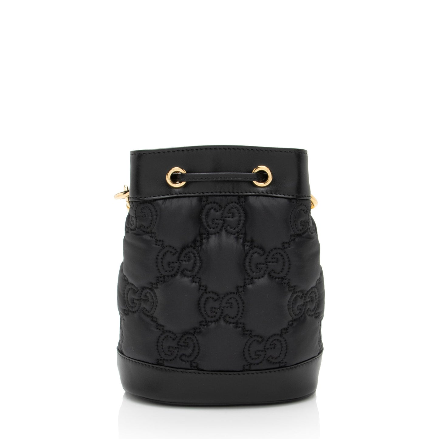 Gucci Jumbo GG Bucket Matelasse Leather Nylon Black Shoulder Bag