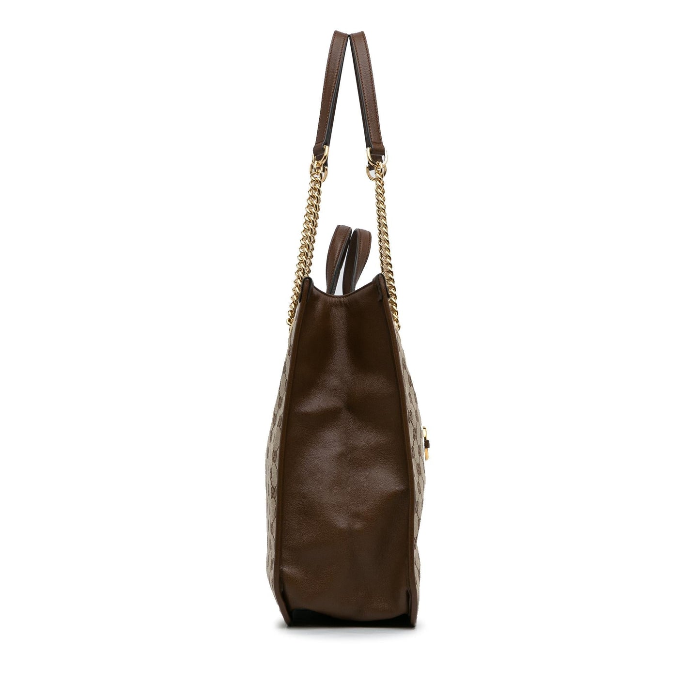 Gucci GG Horsebit Chain SHG-y7zkCB Canvas Calf Brown Large Tote Bag