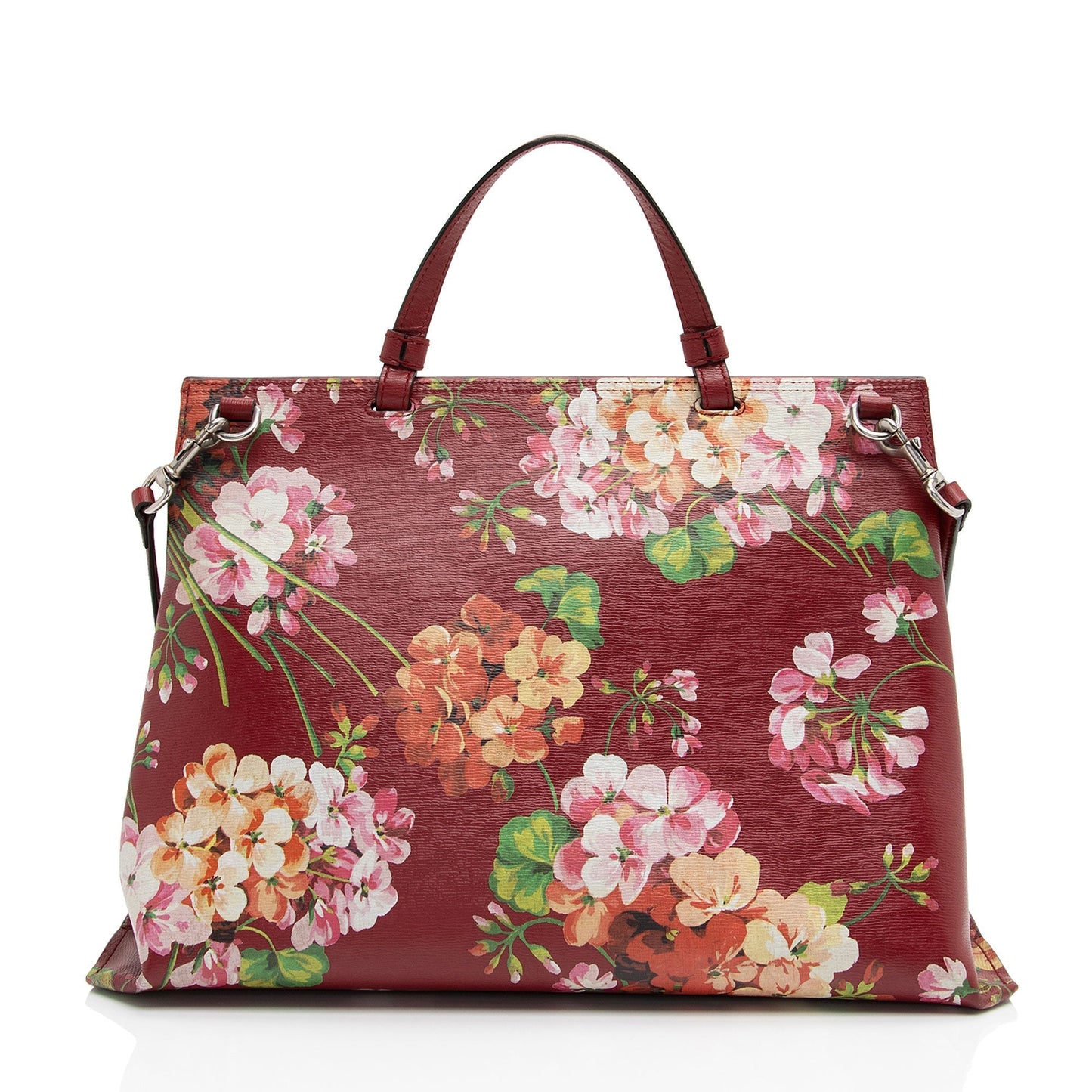 Gucci Blooms Bamboo Daily SHF-leOK1R Leather Red Large Satchel Bag