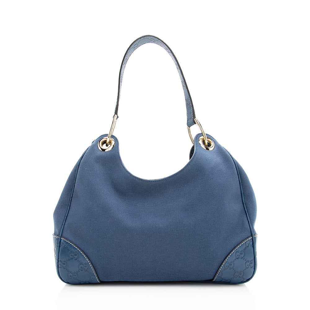 Gucci Guccissima SHF Leather Canvas Blue Shoulder Bag