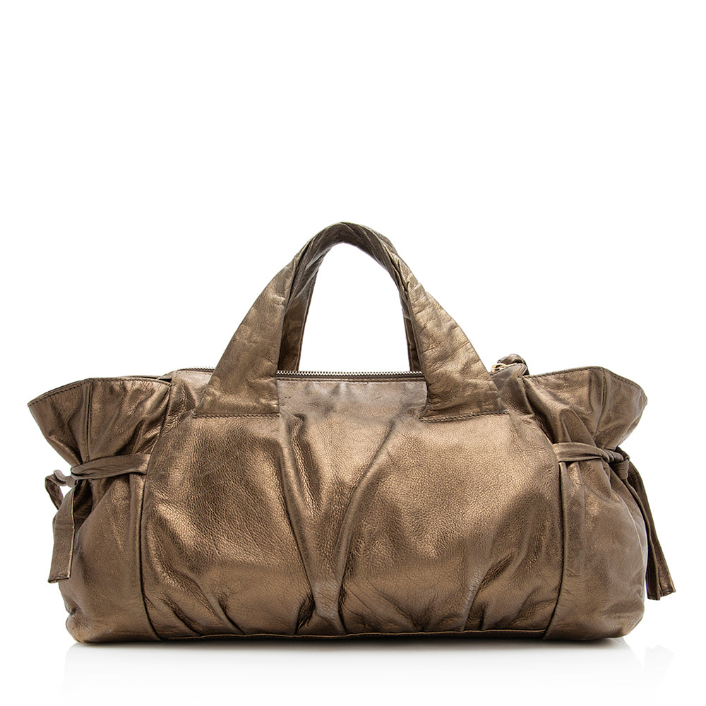 Gucci Metallic Hysteria SHF Leather Brown Gold Satchel Bag
