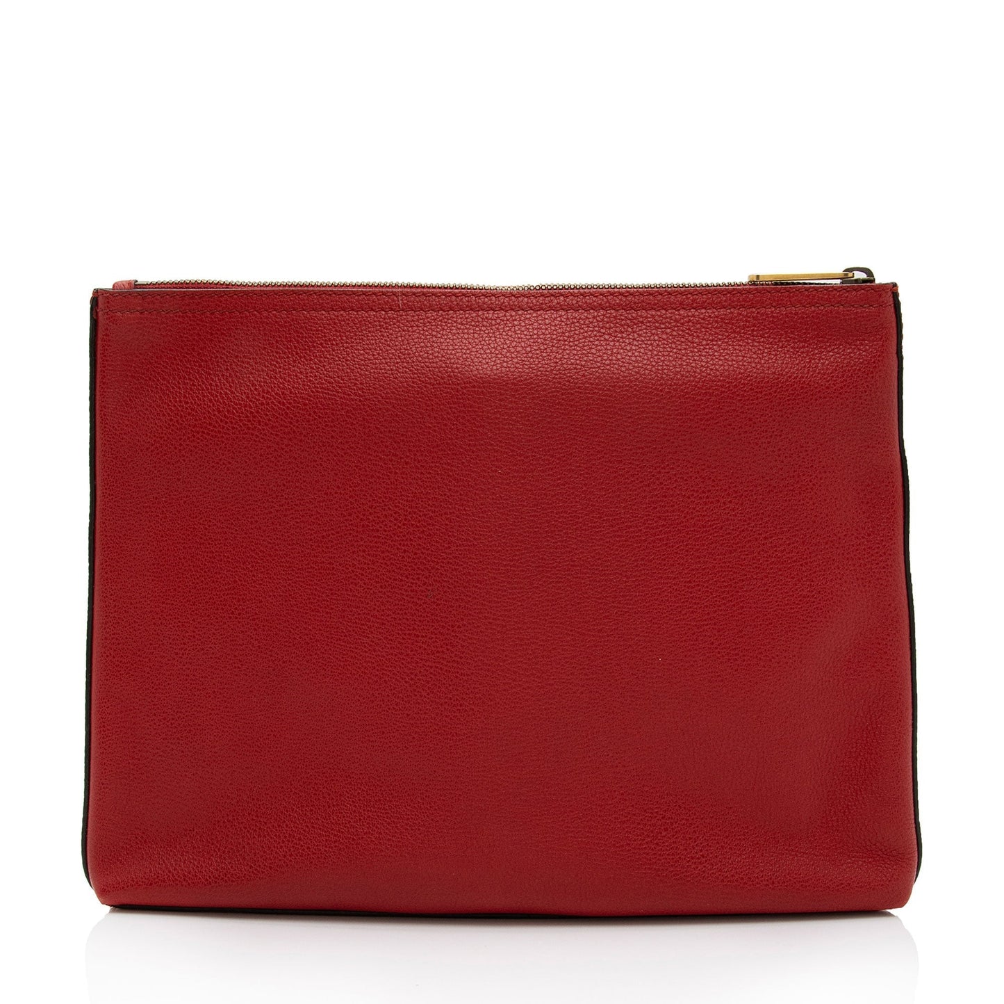 Gucci Zip Pouch SHF-x1B73m Leather Red Logo Clutch Bag
