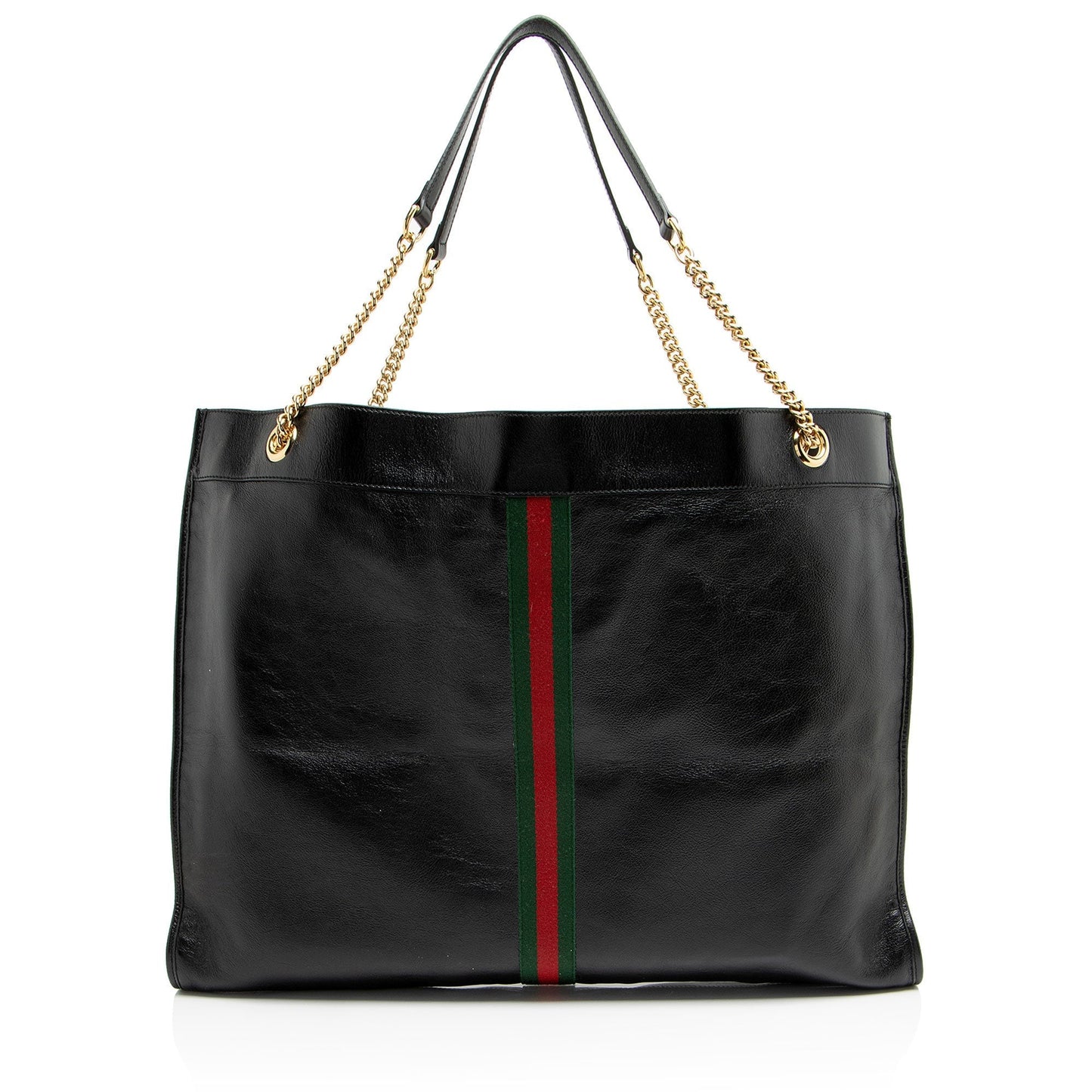 Gucci Rajah Maxi Leather Nylon Black Tote Bag