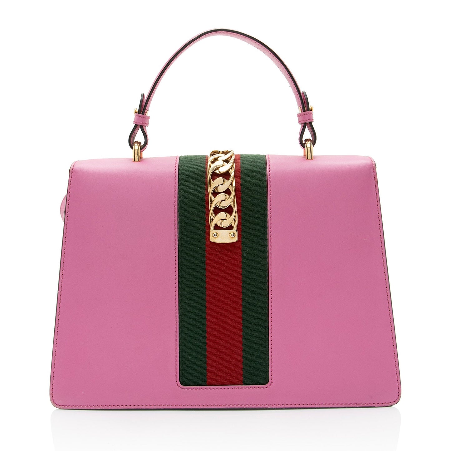 Gucci Sylvie Top Handle SHF-h0LvZF Leather Nylon Pink Medium Satchel Bag