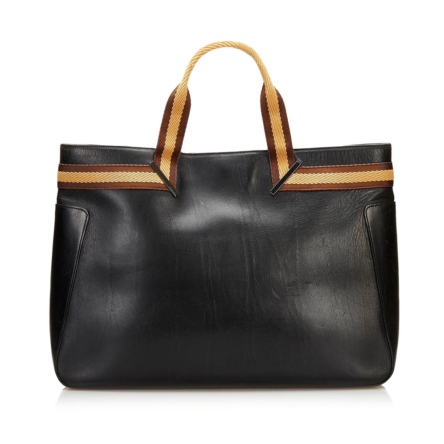 Gucci Web SHG Leather Calf Black Tote Bag