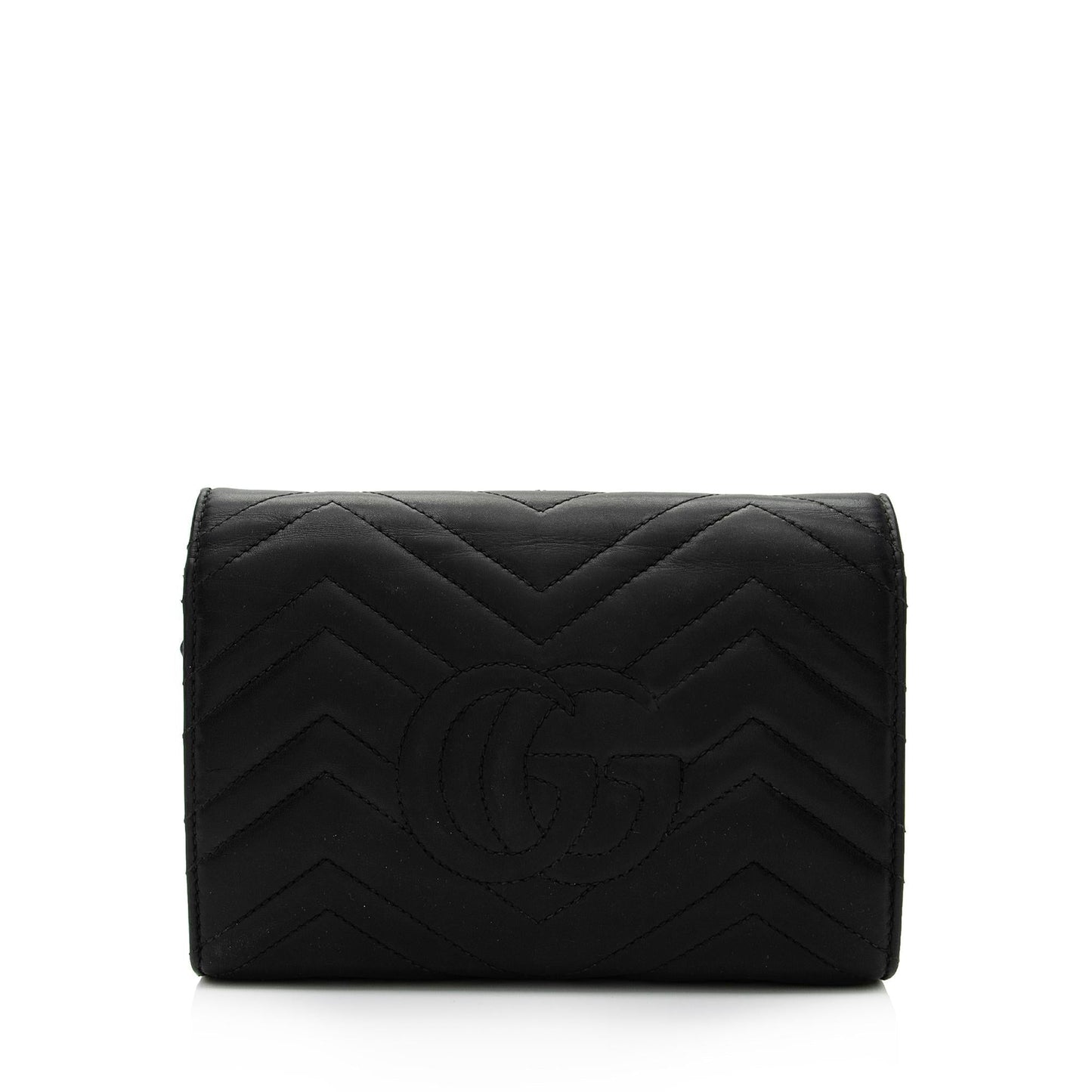 Gucci GG Marmont Wallet on Chain Matelasse Leather Black Mini Crossbody Bag Shf 2W0Nui