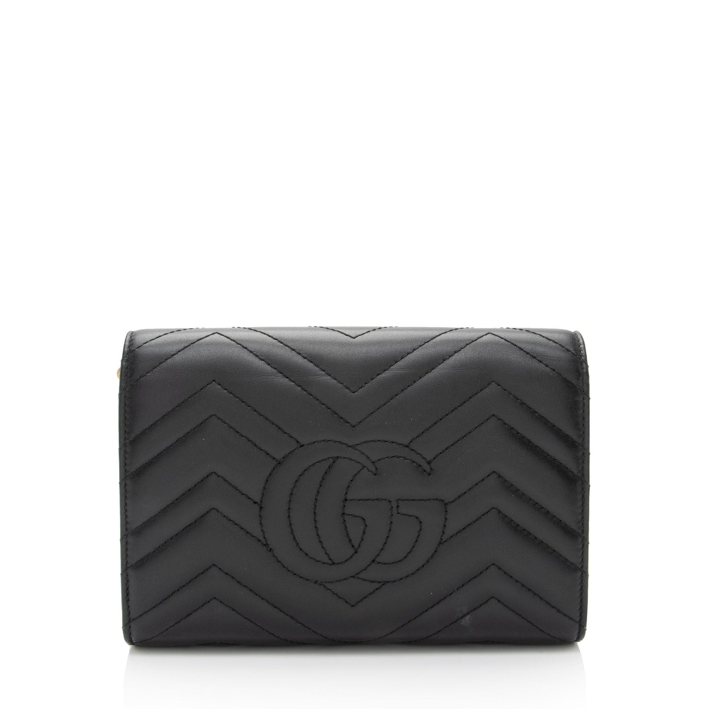 Gucci GG Marmont Wallet on Chain Matelasse Leather Black Mini Crossbody Bag Shf Ltbpof