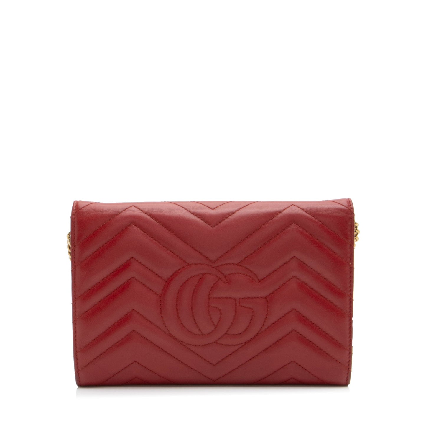 Gucci GG Marmont Wallet on Chain Matelasse Leather Red Mini Crossbody Bag