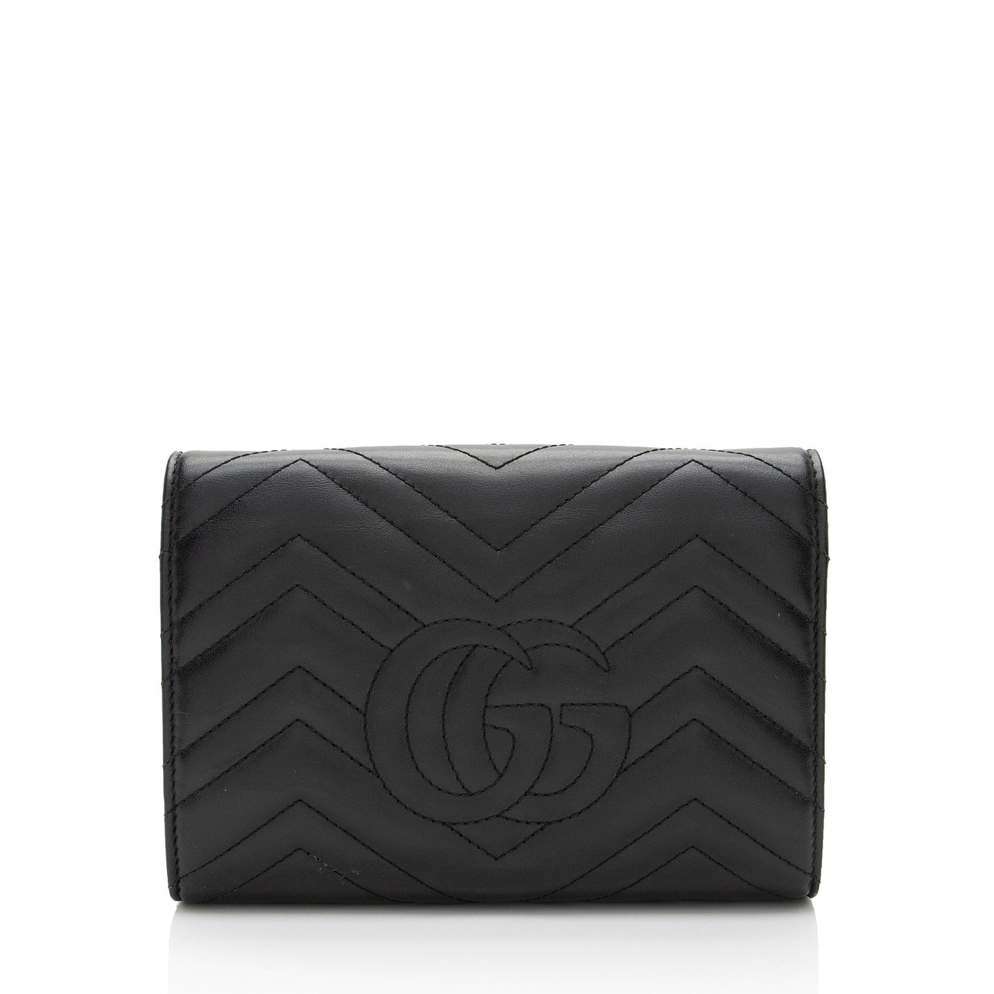 Gucci GG Marmont Wallet on Chain Matelasse Leather Black Mini Crossbody Bag Shf Us5Ysf