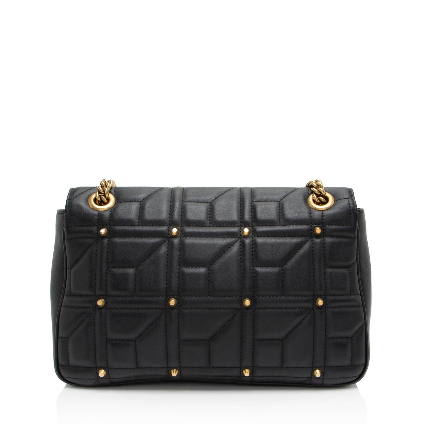 Gucci GG Marmont Studded Flap Matelasse Leather Black Medium Shoulder Bag