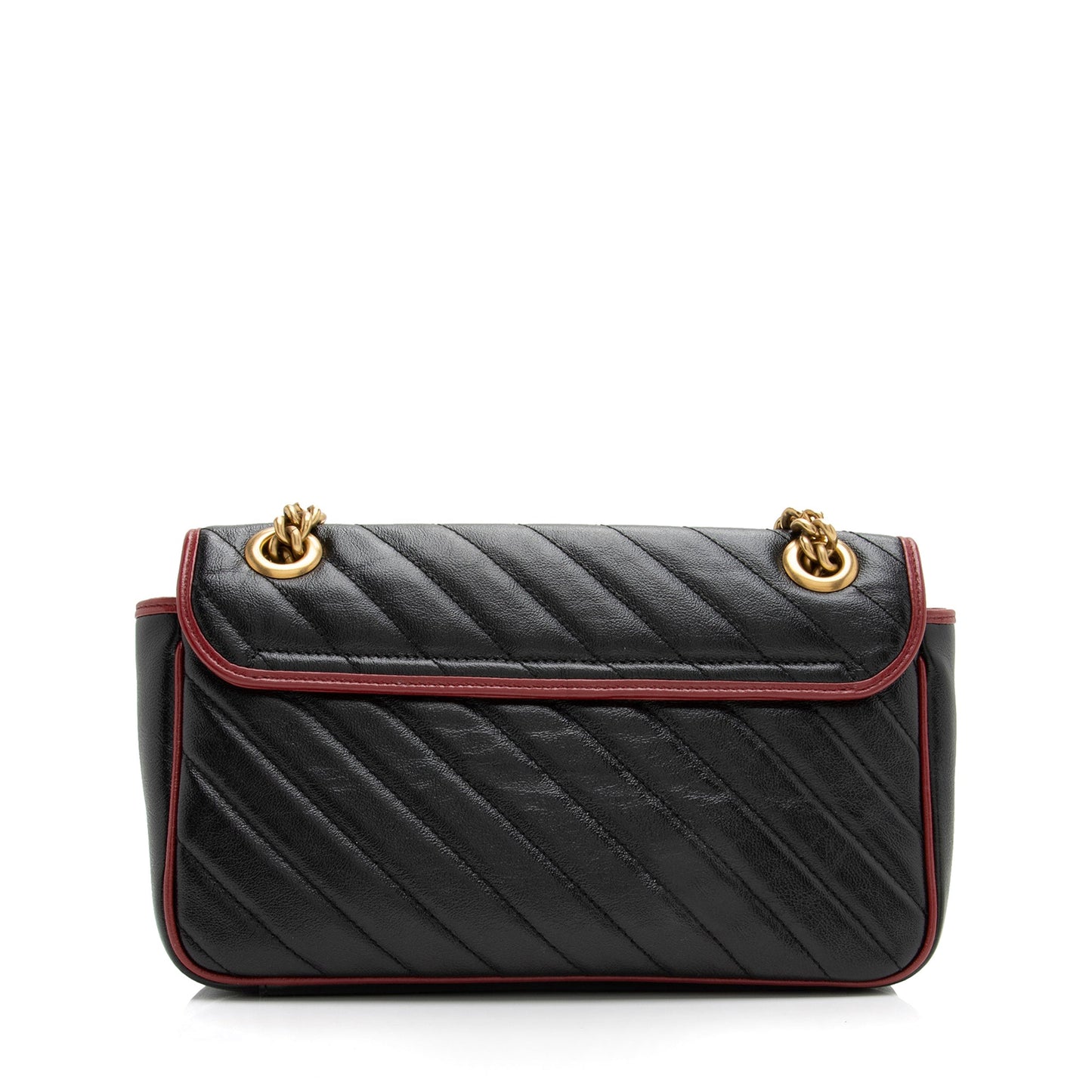 Gucci Torchon GG Marmont SHF Matelasse Leather Black Red Crossbody Bag