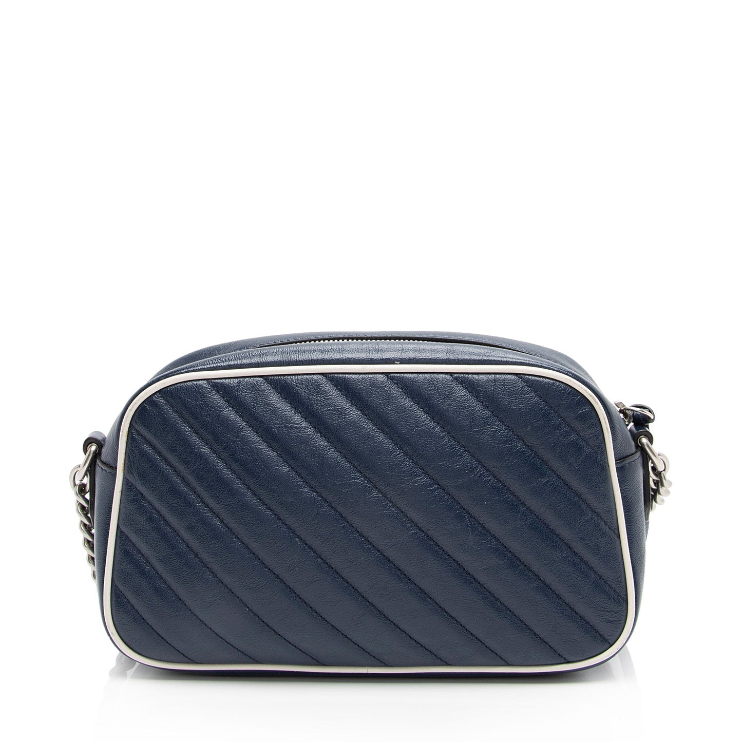 Gucci Torchon GG Marmont Matelasse Leather White Blue Crossbody Bag
