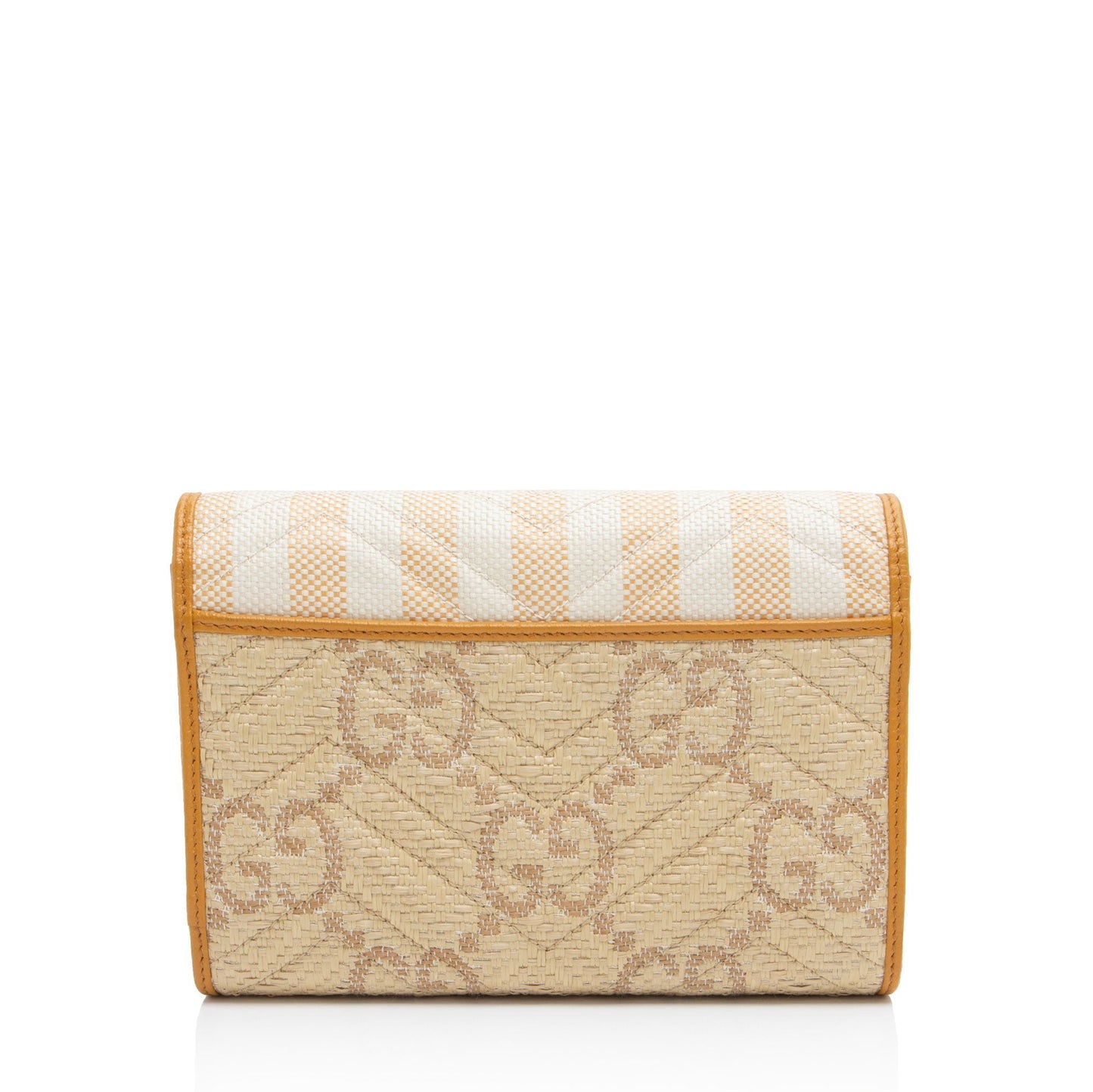 Gucci GG Marmont Wallet on Chain Matelasse Leather Raffia Brown Crossbody Bag