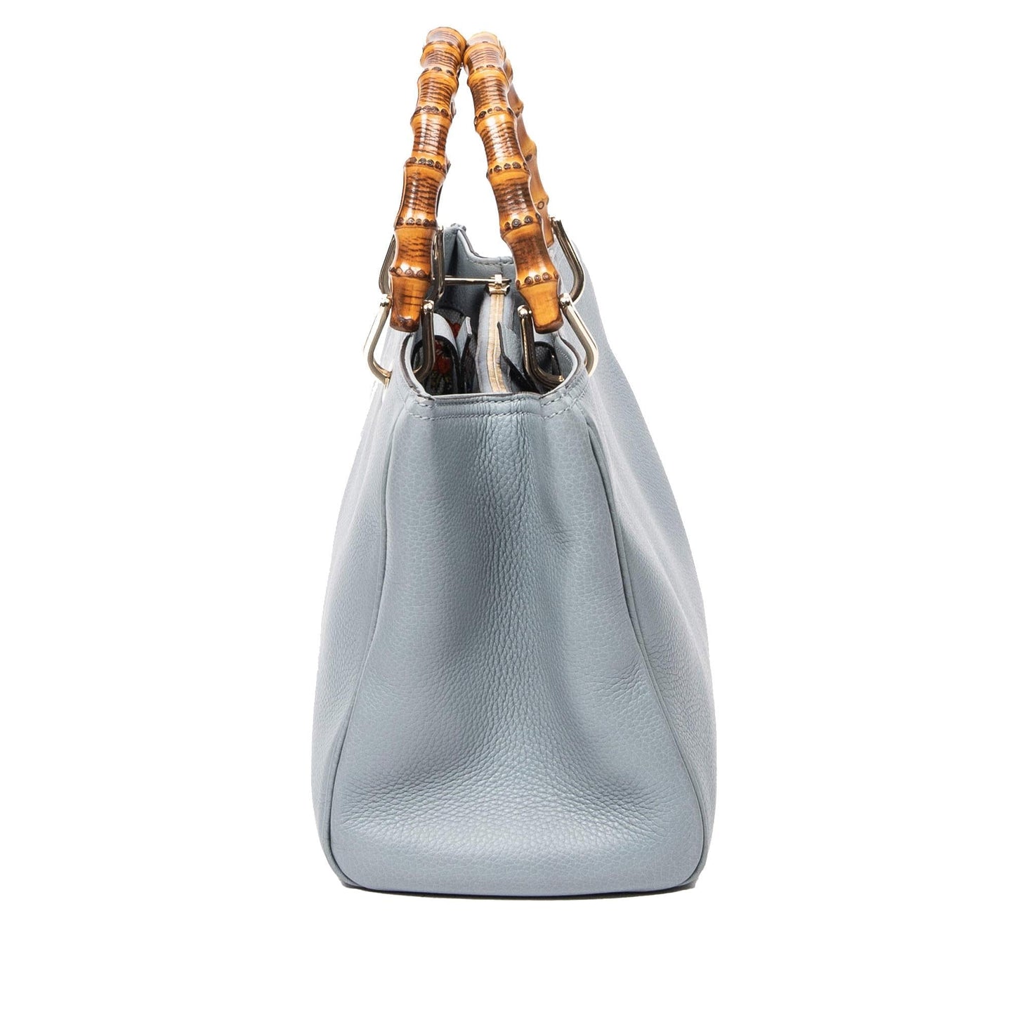 Gucci Bamboo Shopper SHG-rVjjLa Calf Blue Medium Satchel Bag