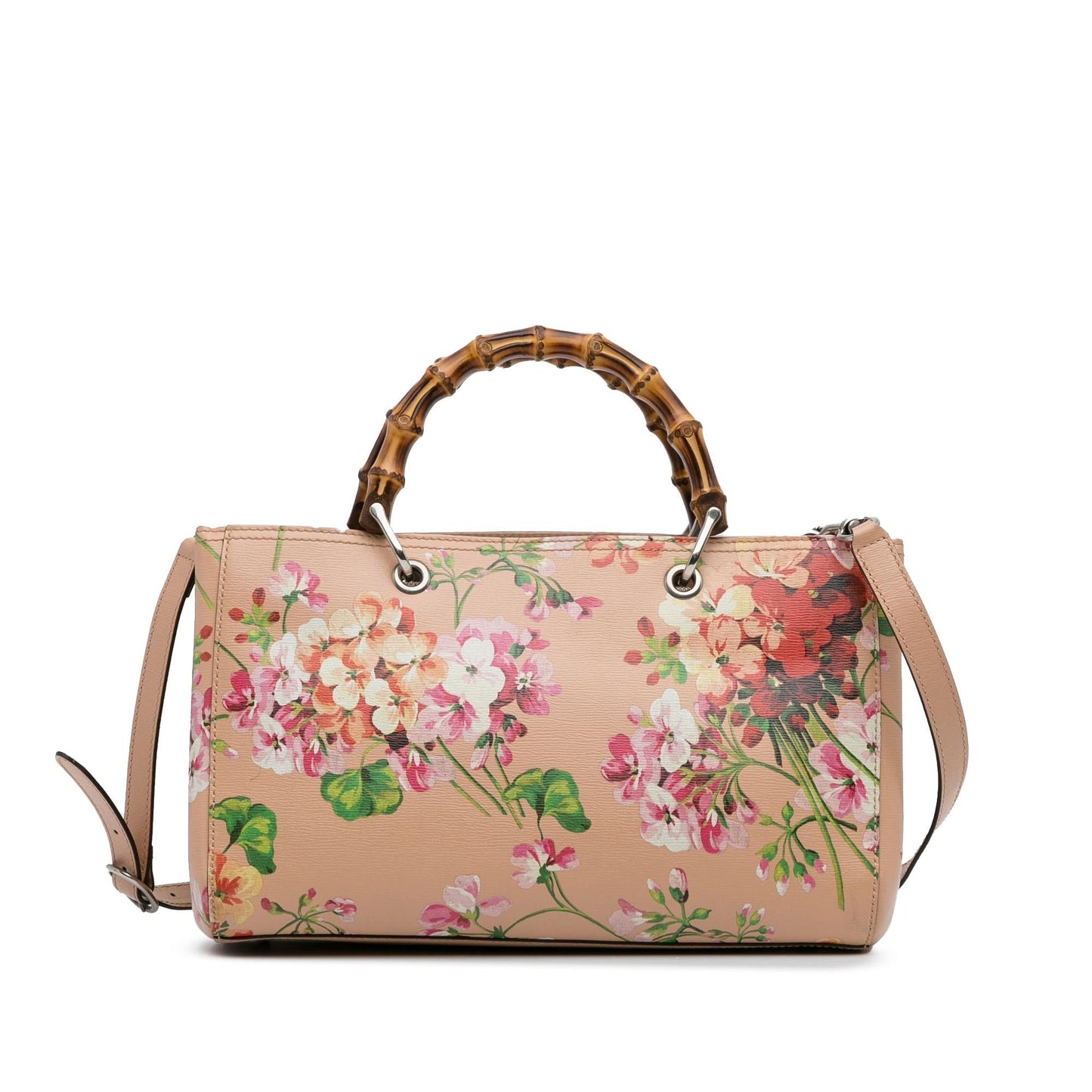 Gucci Blooms Bamboo Shopper SHG-7mrClL Calf Brown Medium Satchel Bag