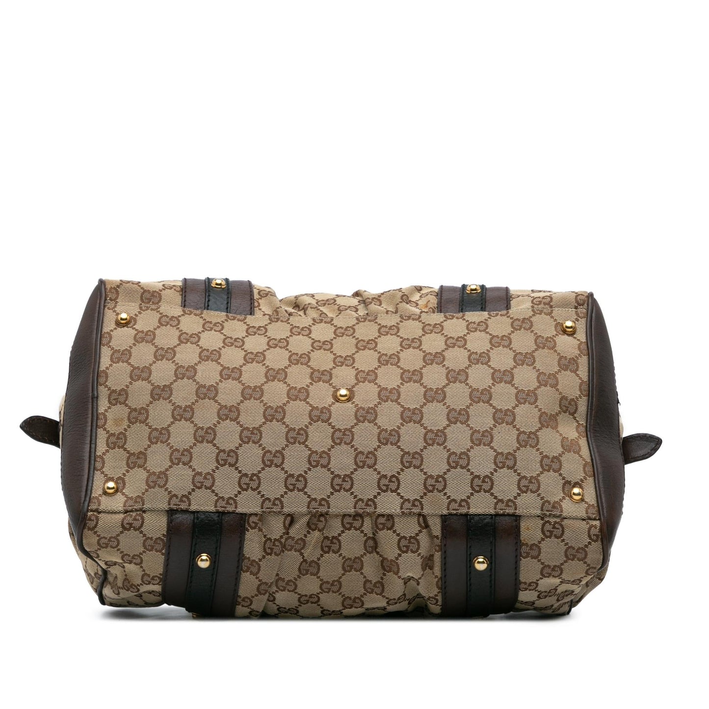 Gucci GG Interlocking G Boston Canvas Calf Brown Medium Satchel Bag