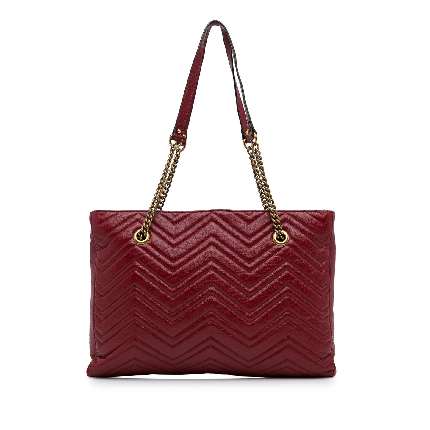 Gucci GG Marmont Slim SHG-DJstM9 Matelasse Calf Red Medium Tote Bag